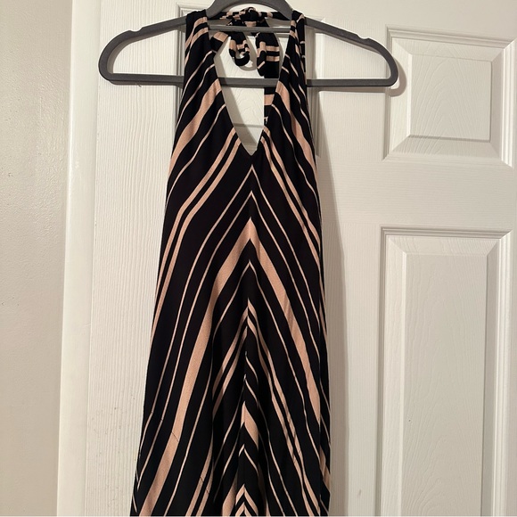 Soma Elegant Black and Cream Striped Halter Dress - Picture 2 of 7